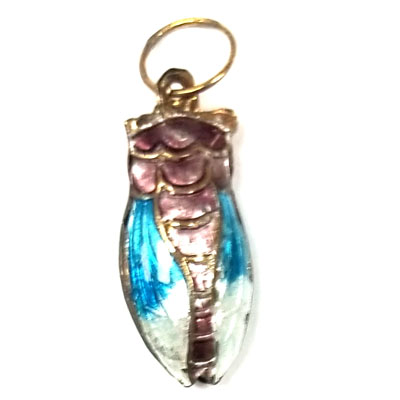 ENAMEL CICADA 11X24MM PURPLE
